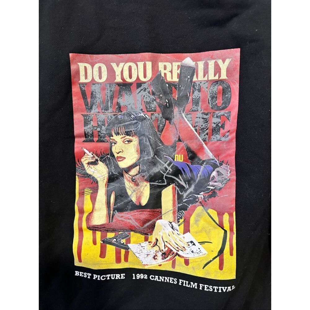 Maniere De Voir Pulp Fiction Hoodie Mia Wallace Graphic Black Sweatshirt Size 10 - Picture 4 of 7